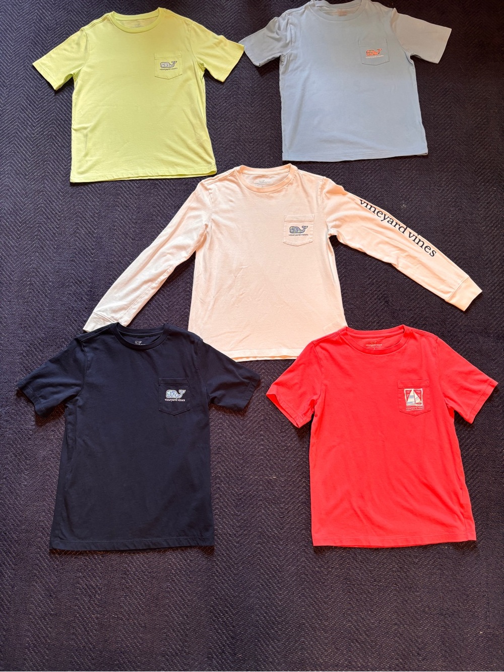Vineyard Vines Boys 8/10 Lot - four SS & one LS